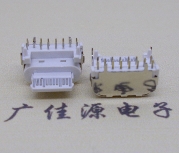 type c接口板端16p,雙排DIP90度插板/帶柱純塑外露連接器